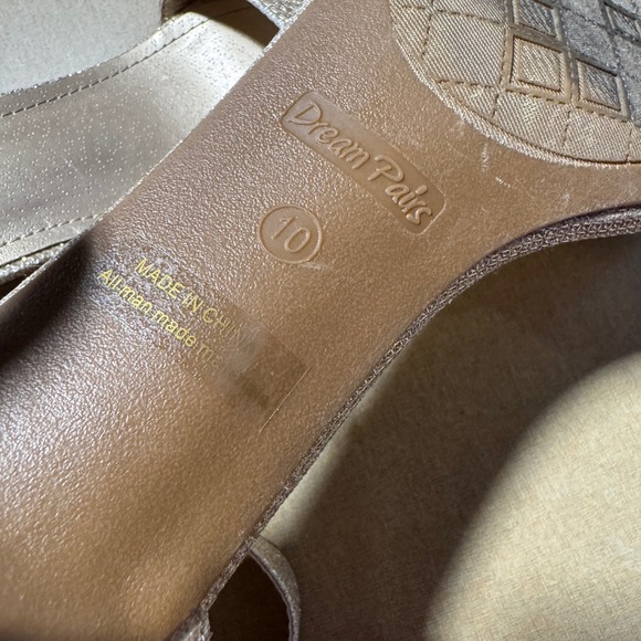 Dream Pairs Gold Glitter Ankle Strap Heels Open Toe zip back Shoes Sz 10 - Picture 4 of 5